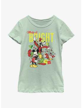 Disney Mickey Mouse Bright Christmas Mickey, Goofy, and Donald Youth Girls T-Shirt, , hi-res