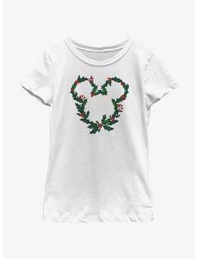 Disney Mickey Mouse Mistletoe Wreath Ears Youth Girls T-Shirt, , hi-res