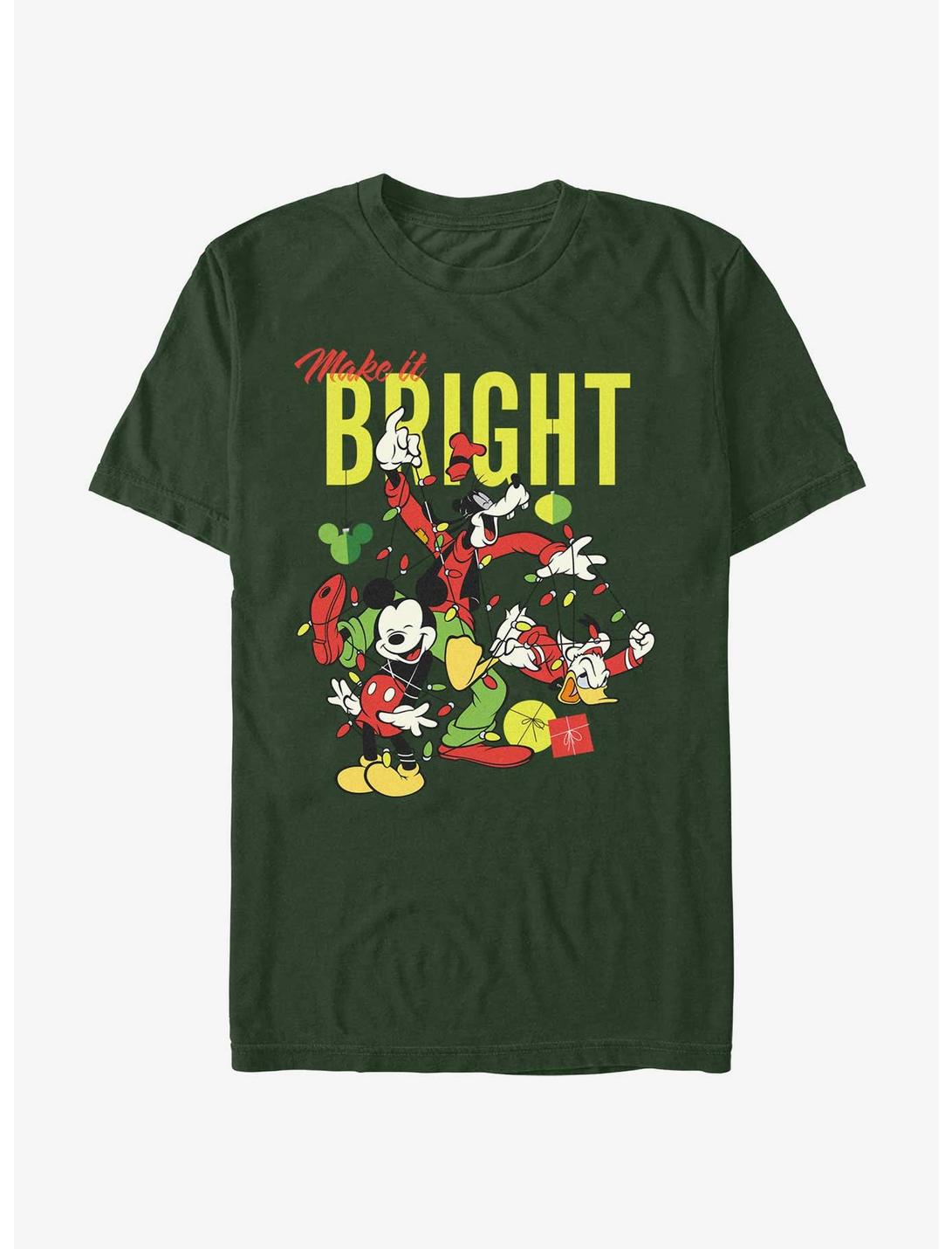 Disney Mickey Mouse Bright Christmas Mickey, Goofy, and Donald T-Shirt, FOREST GRN, hi-res