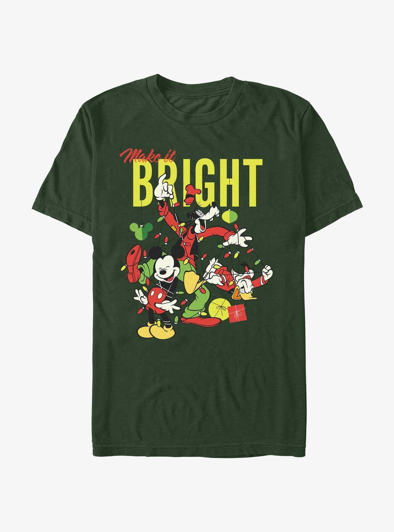 Disney Mickey Mouse Bright Christmas Mickey, Goofy, and Donald T-Shirt, FOREST GRN, hi-res
