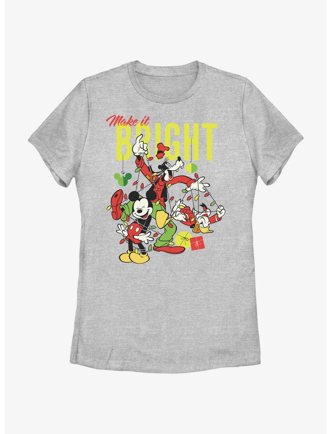 Disney Mickey Mouse Bright Christmas Mickey, Goofy, and Donald Womens T-Shirt, ATH HTR, hi-res