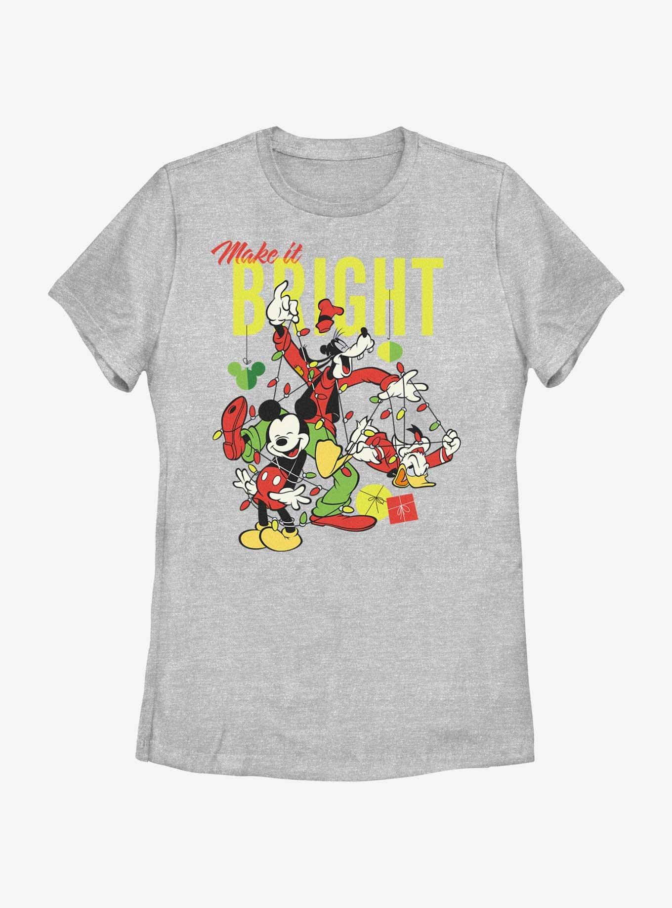 Disney Mickey Mouse Bright Christmas Mickey, Goofy, and Donald Womens T-Shirt, ATH HTR, hi-res