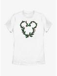 Disney Mickey Mouse Mistletoe Wreath Ears Womens T-Shirt, WHITE, hi-res