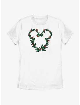 Disney Mickey Mouse Mistletoe Wreath Ears Womens T-Shirt, , hi-res
