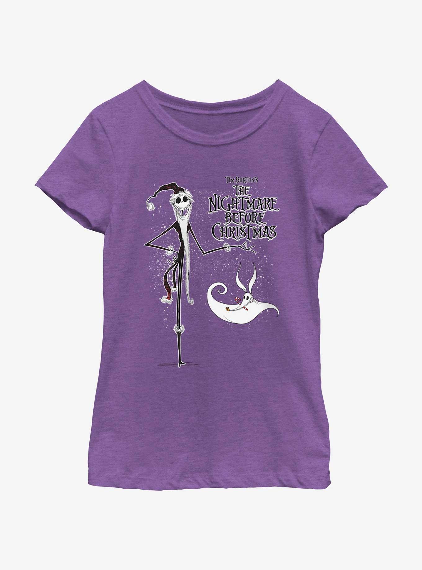 Disney The Nightmare Before Christmas Santa Jack and Zero Youth Girls T-Shirt, PURPLE BERRY, hi-res