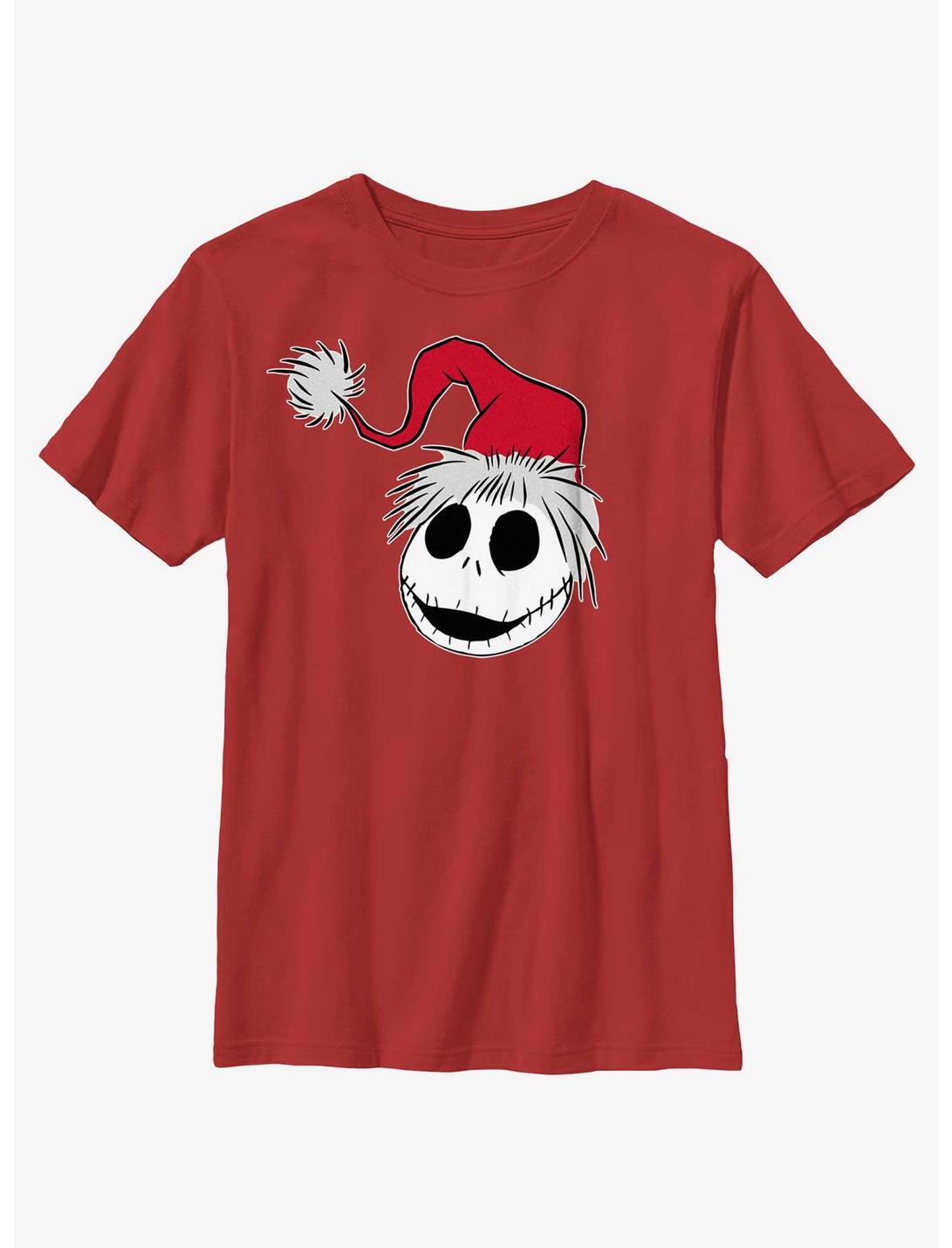 Disney The Nightmare Before Christmas Santa Hat Jack Youth Youth T-Shirt, RED, hi-res