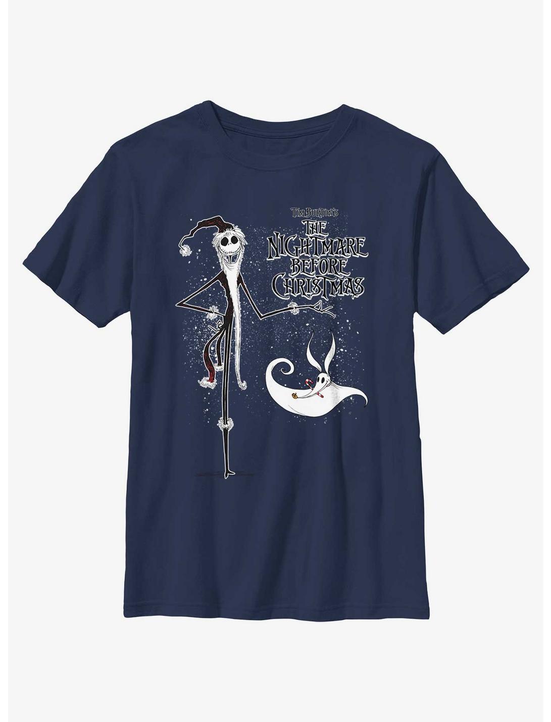 Disney The Nightmare Before Christmas Santa Jack and Zero Youth Youth T-Shirt, NAVY, hi-res
