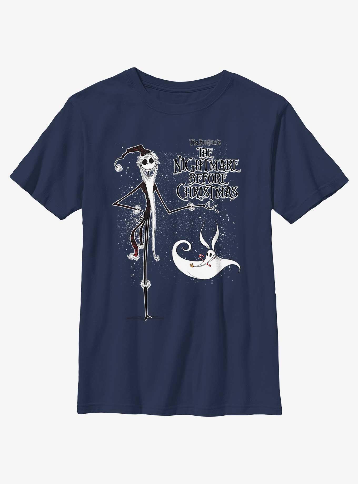 Disney The Nightmare Before Christmas Santa Jack and Zero Youth Youth T-Shirt, NAVY, hi-res