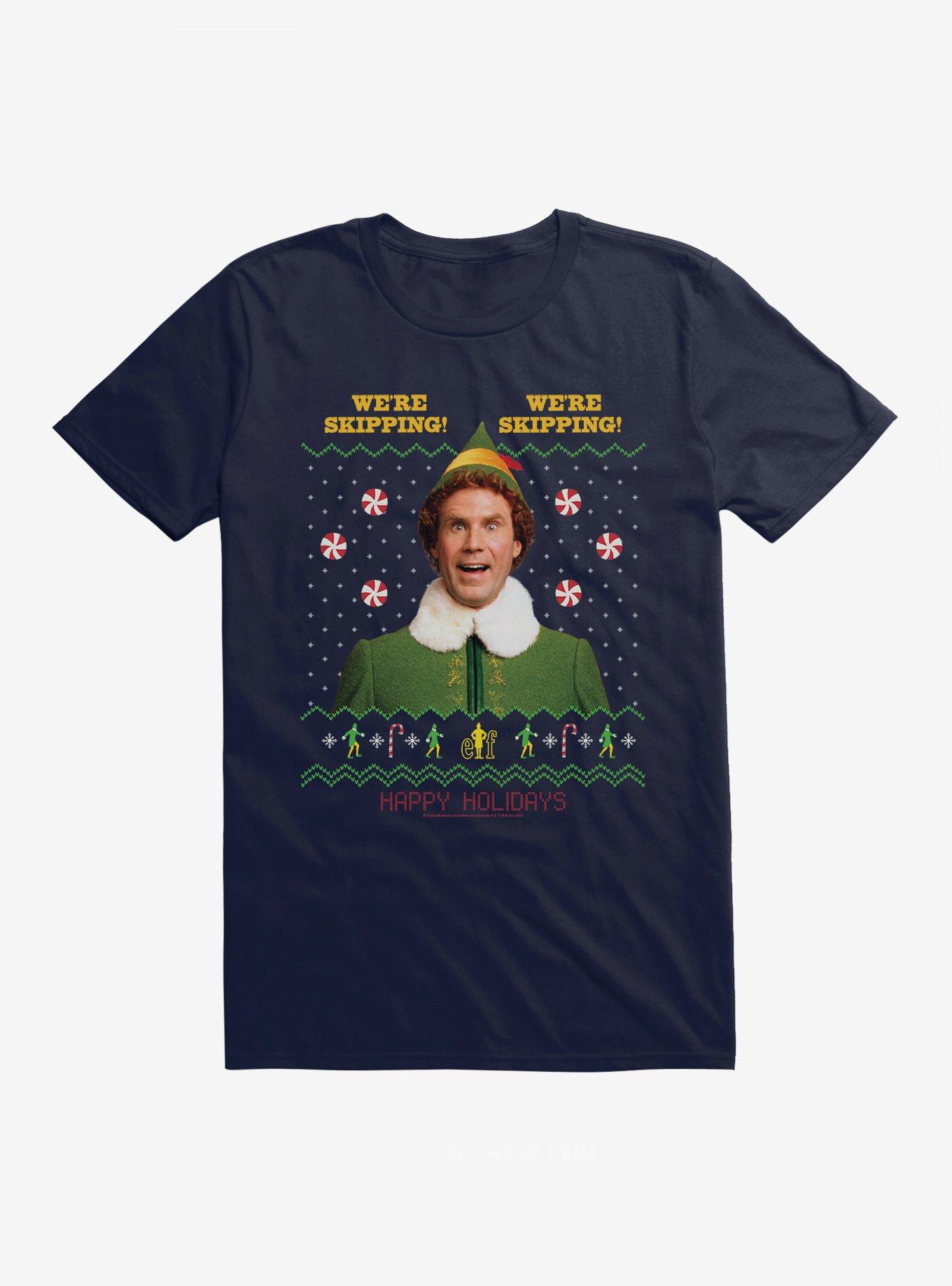 Elf We're Skipping! We're Skipping! T-Shirt, NAVY, hi-res