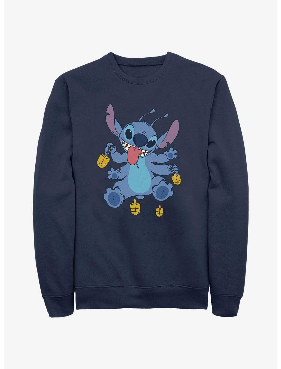 Disney Lilo & Stitch Hanukkah Spinning Dreidels Sweatshirt, NAVY, hi-res