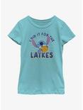 Disney Lilo & Stitch Did It For Hanukkah Latkes Youth Girls T-Shirt, TAHI BLUE, hi-res