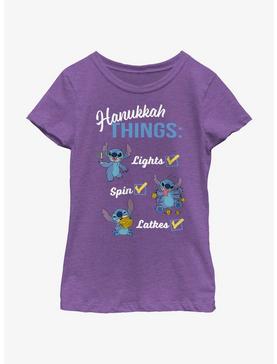 Disney Lilo & Stitch Hanukkah List Youth Girls T-Shirt, , hi-res