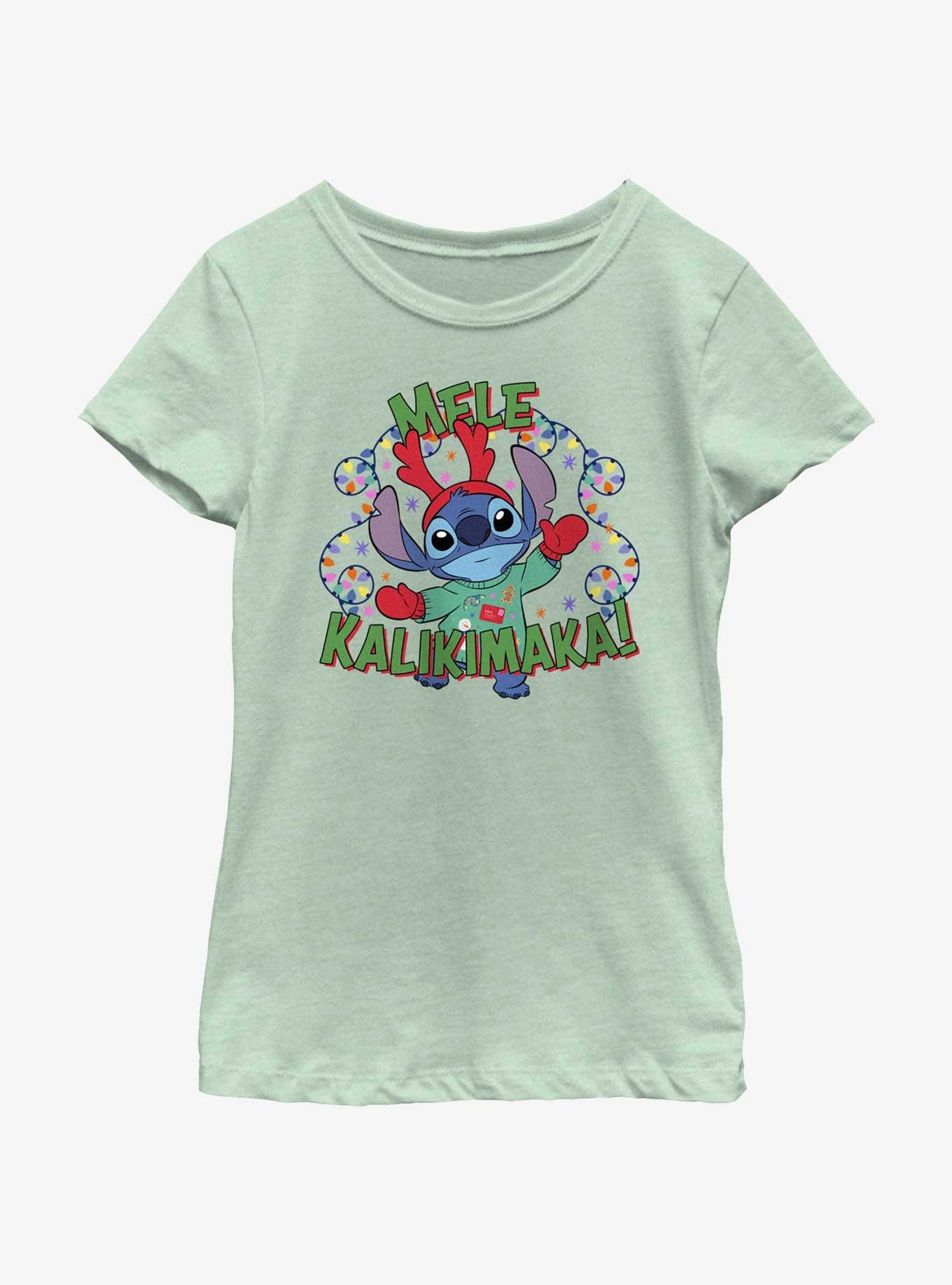 Disney Lilo & Stitch Mele Kalikimaka Merry Christmas in Hawaiian Youth Girls T-Shirt, , hi-res