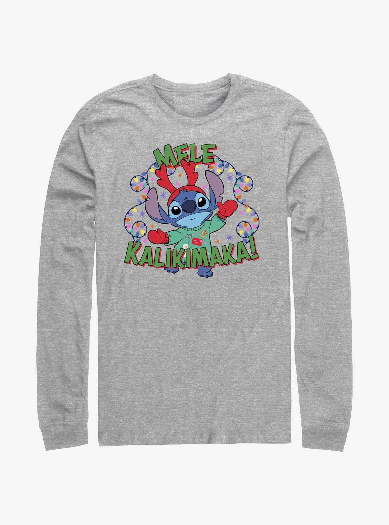 Disney Lilo & Stitch Mele Kalikimaka Merry Christmas in Hawaiian Long-Sleeve T-Shirt, ATH HTR, hi-res