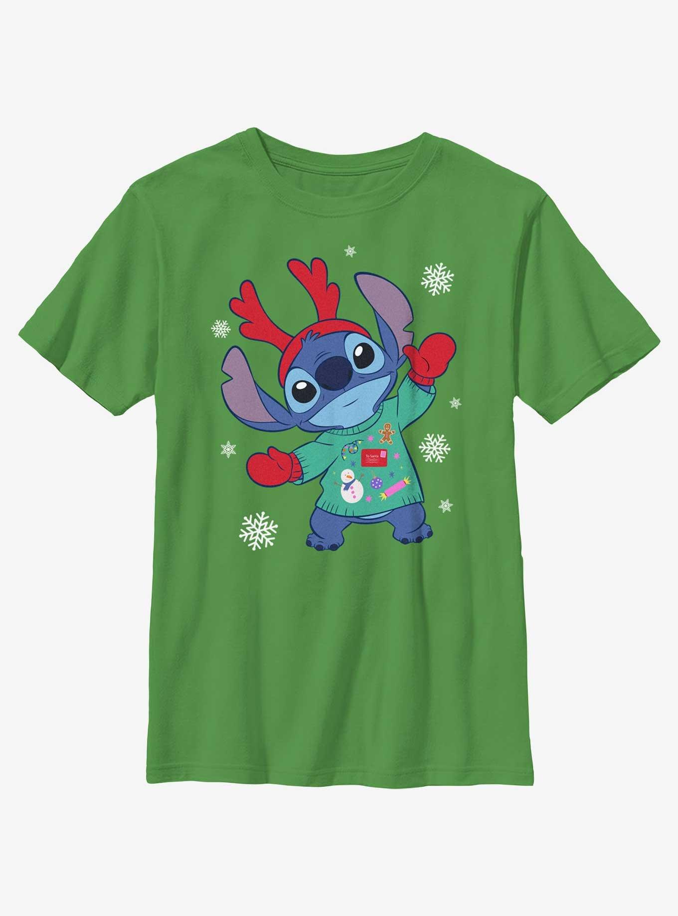 Disney Lilo & Stitch Reindeer Stitch Youth T-Shirt, , hi-res