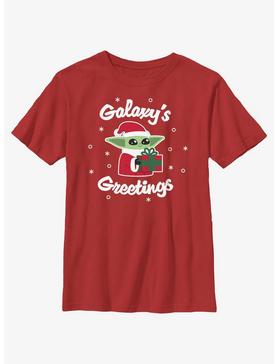 Star Wars The Mandalorian Santa Grogu Galaxy's Greetings Youth T-Shirt, , hi-res
