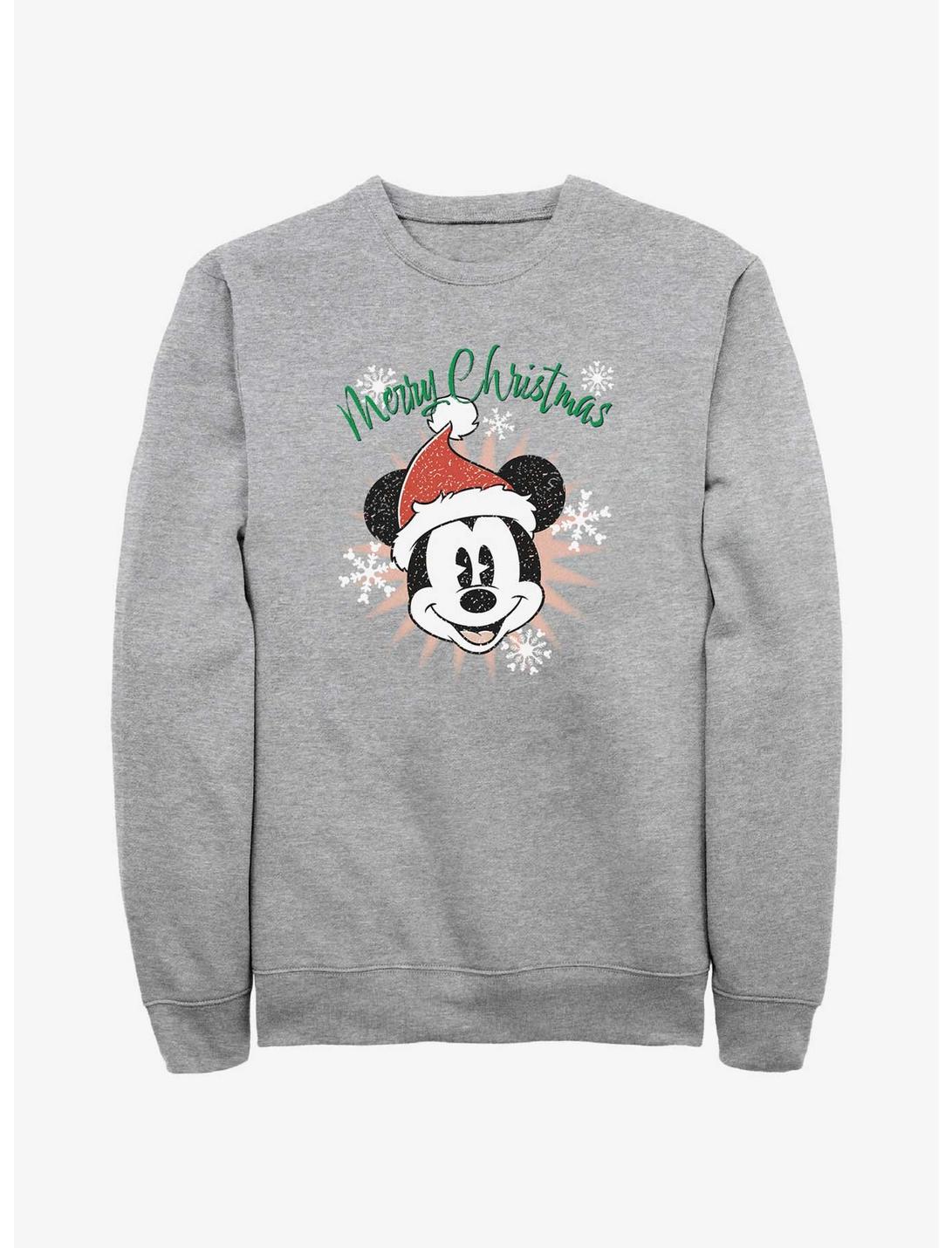 Disney Mickey Mouse Snowflakes Santa Mickey Sweatshirt, ATH HTR, hi-res