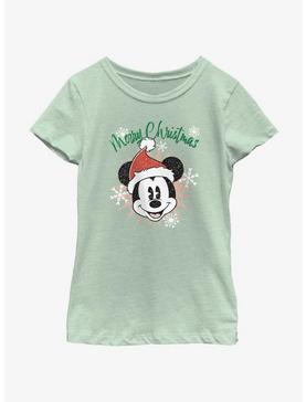 Disney Mickey Mouse Snowflakes Santa Mickey Youth Girls T-Shirt, , hi-res