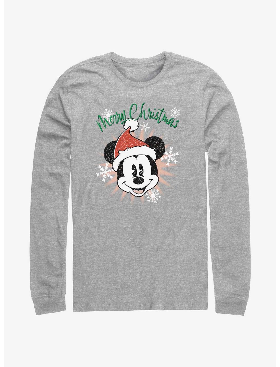 Disney Mickey Mouse Snowflakes Santa Mickey Long-Sleeve T-Shirt, ATH HTR, hi-res