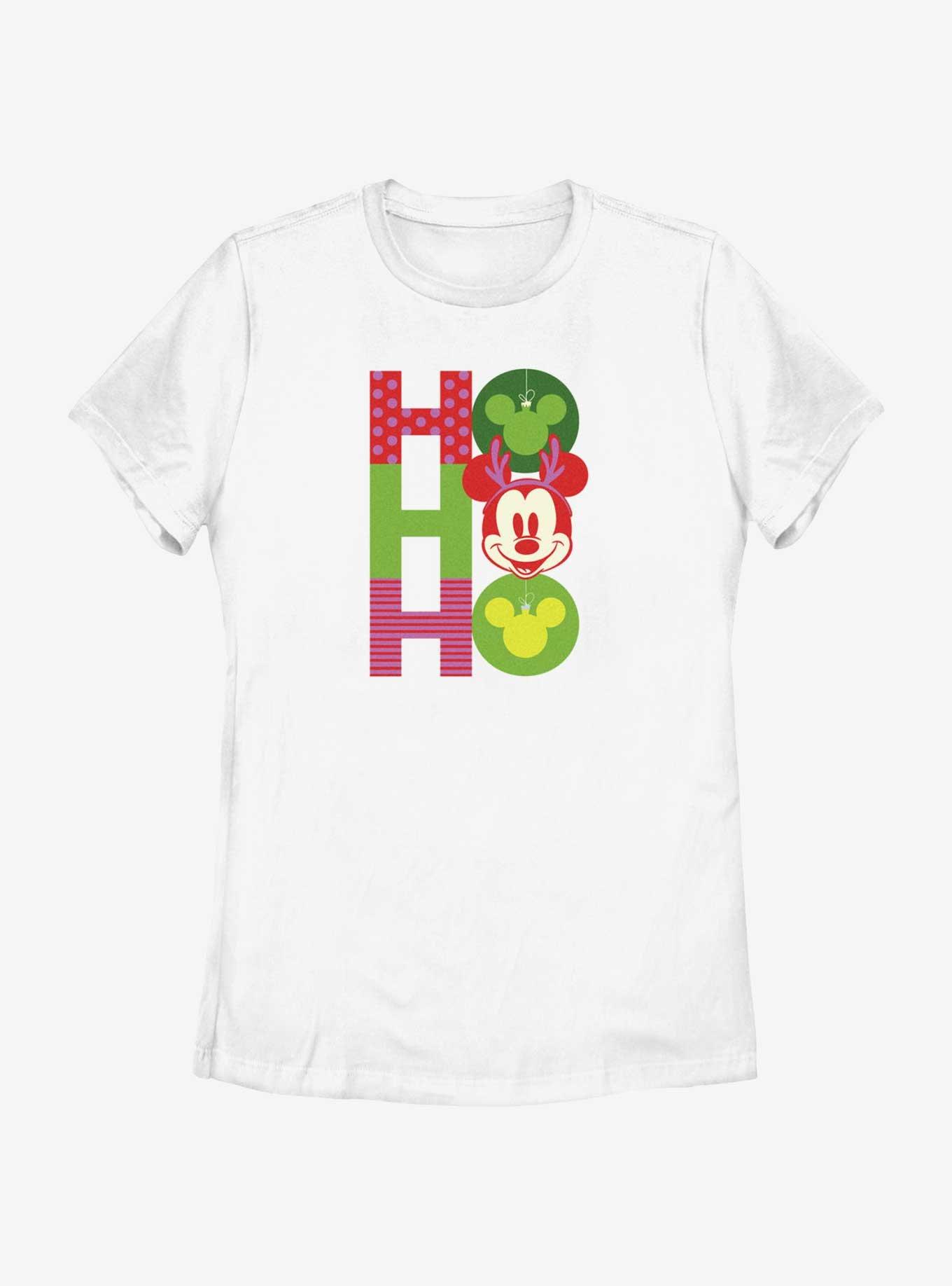 Disney Mickey Mouse Ho Ho Ho Ornaments Womens T-Shirt, WHITE, hi-res