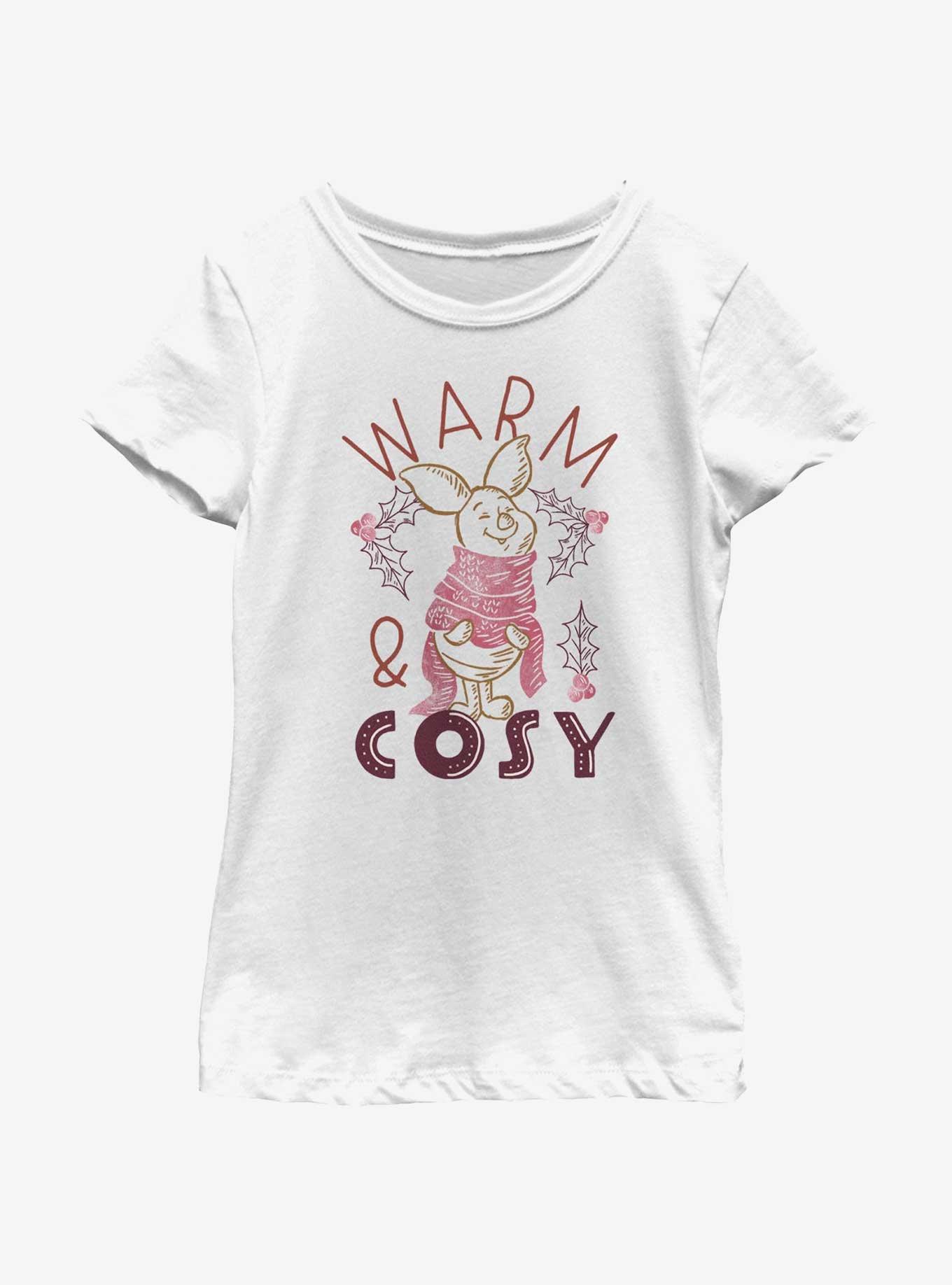 Disney Winnie The Pooh Piglet Warm and Cosy Youth Girls T-Shirt, WHITE, hi-res