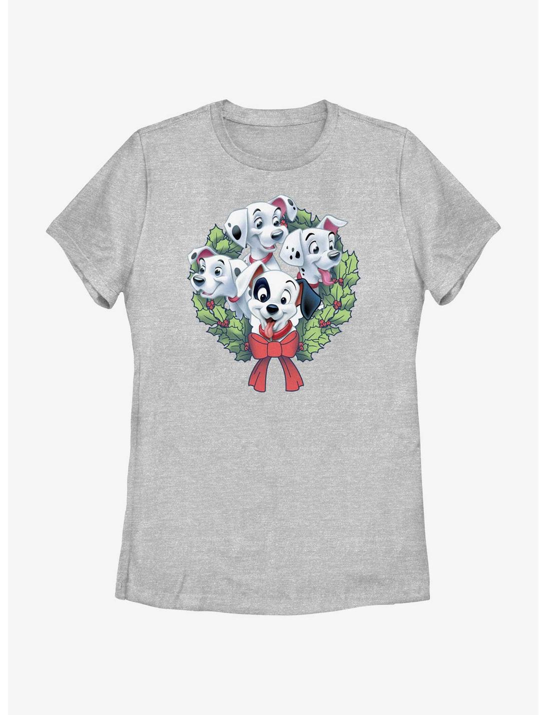 Disney 101 Dalmatians Puppy Christmas Wreath Womens T-Shirt, ATH HTR, hi-res