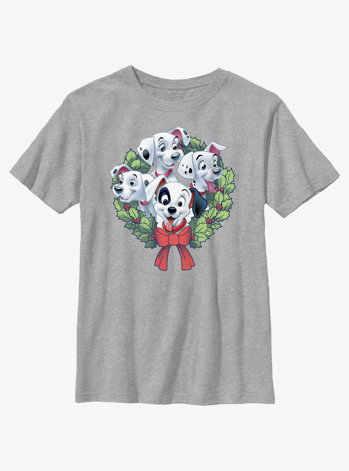 Disney 101 Dalmatians Puppy Christmas Wreath Youth T-Shirt, , hi-res