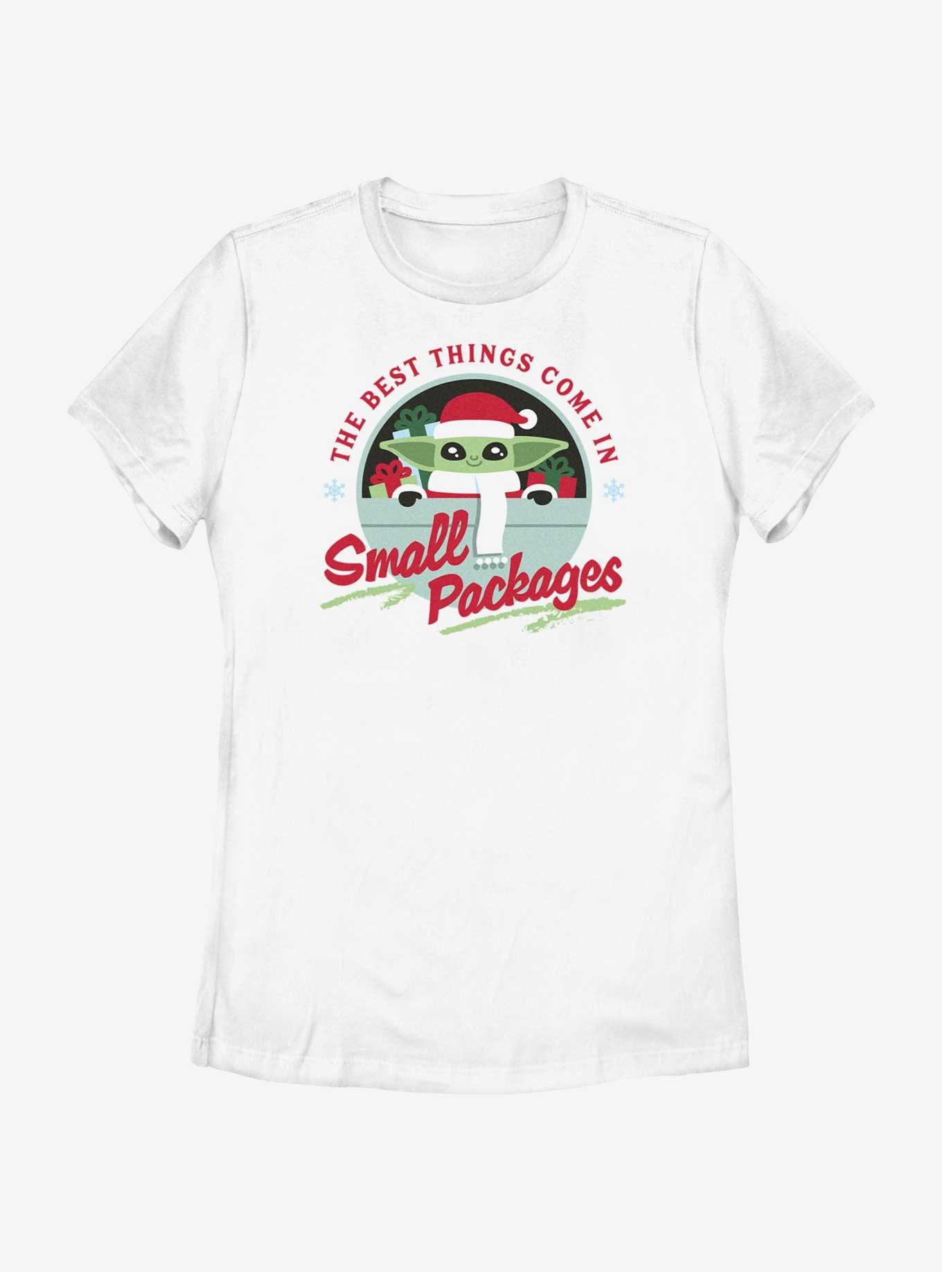 Star Wars The Mandalorian Santa Grogu Small Packages Womens T-Shirt, WHITE, hi-res