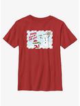 Star Wars The Mandalorian Merry Force Postcard Youth T-Shirt, RED, hi-res