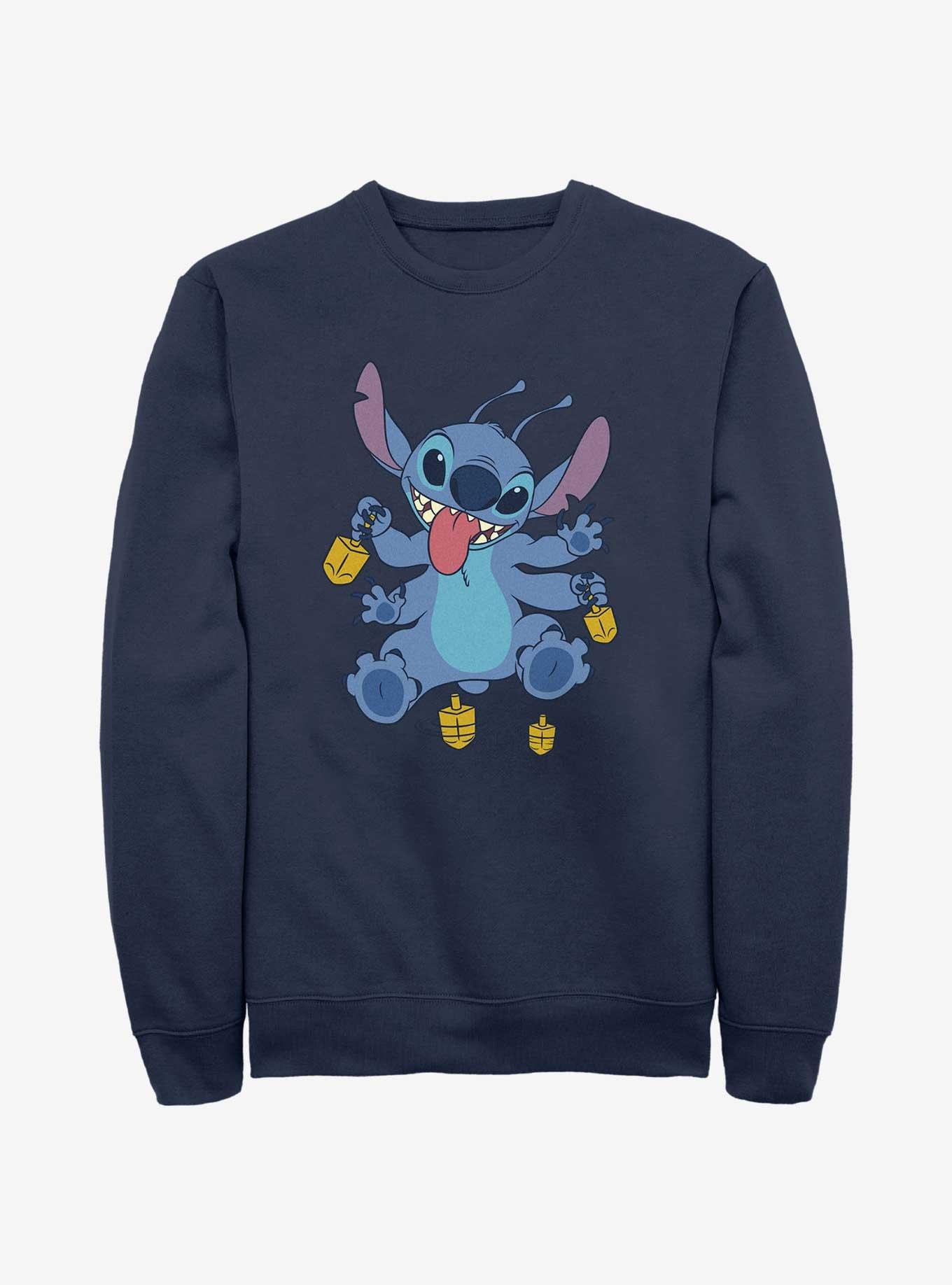 Disney Lilo & Stitch Hanukkah Spinning Dreidels Sweatshirt, NAVY, hi-res