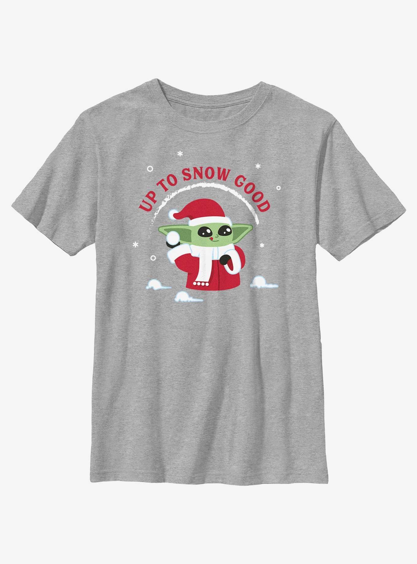 Star Wars The Mandalorian Santa Grogu Up To Snow Good Youth T-Shirt, ATH HTR, hi-res