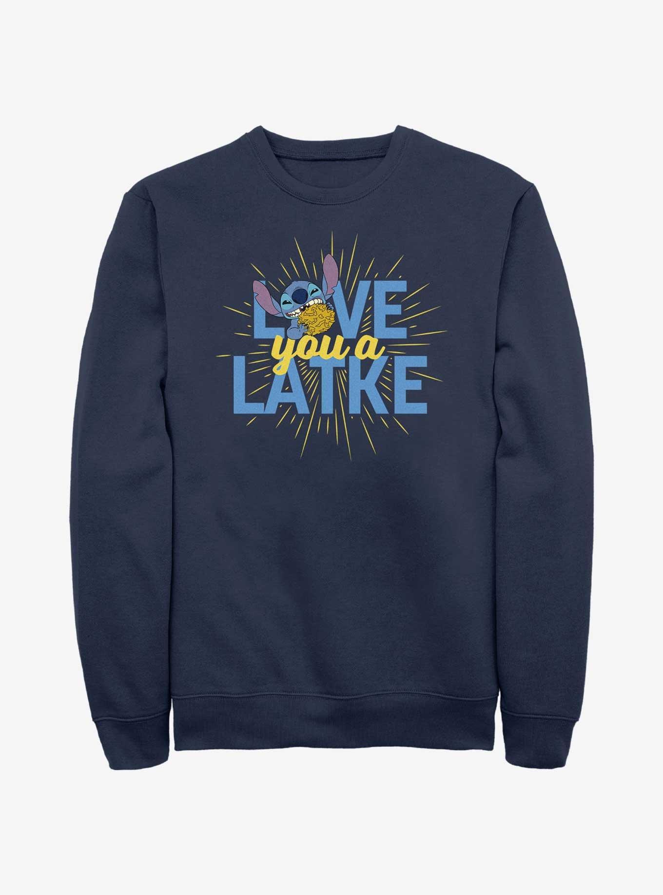 Disney Lilo & Stitch Hanukkah Love You A Latke Sweatshirt, NAVY, hi-res