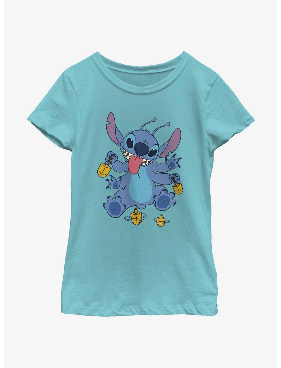Disney Lilo & Stitch Hanukkah Spinning Dreidels Youth Girls T-Shirt, TAHI BLUE, hi-res