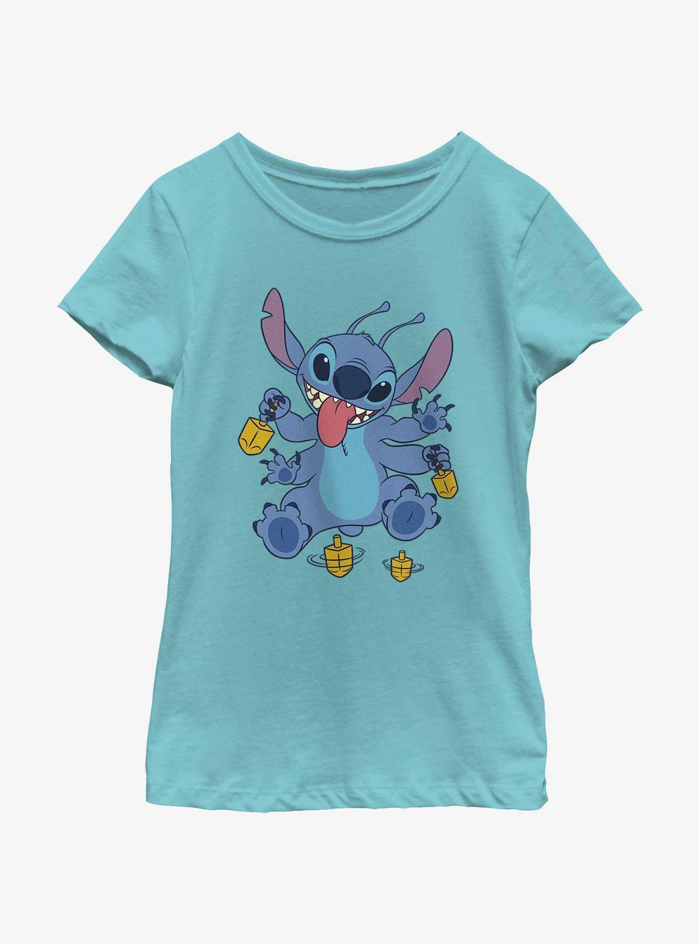 Disney Lilo & Stitch Hanukkah Spinning Dreidels Youth Girls T-Shirt, TAHI BLUE, hi-res