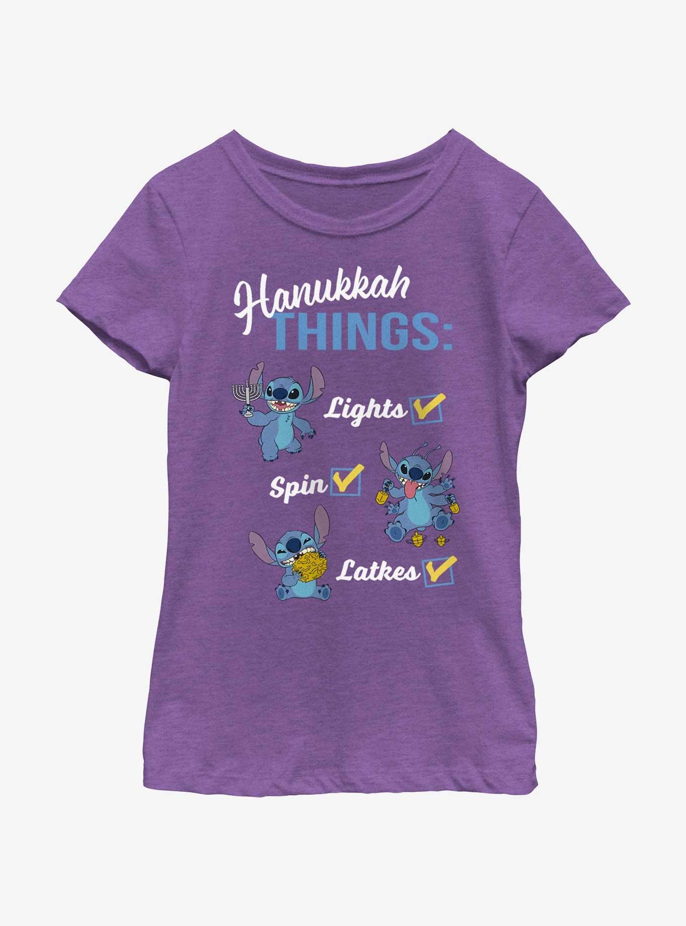 Disney Lilo & Stitch Hanukkah List Youth Girls T-Shirt, , hi-res