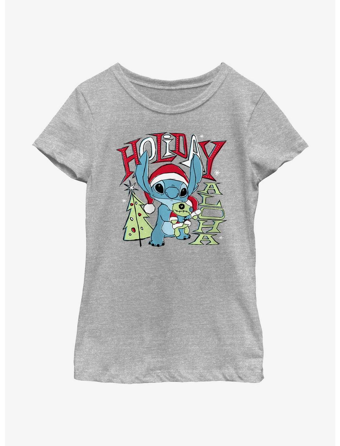 Disney Lilo & Stitch Holiday Aloha Youth Girls T-Shirt, ATH HTR, hi-res