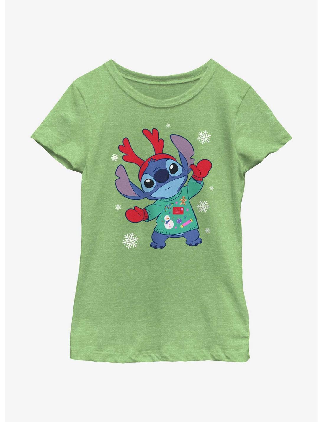 Disney Lilo & Stitch Reindeer Stitch Youth Girls T-Shirt, GRN APPLE, hi-res
