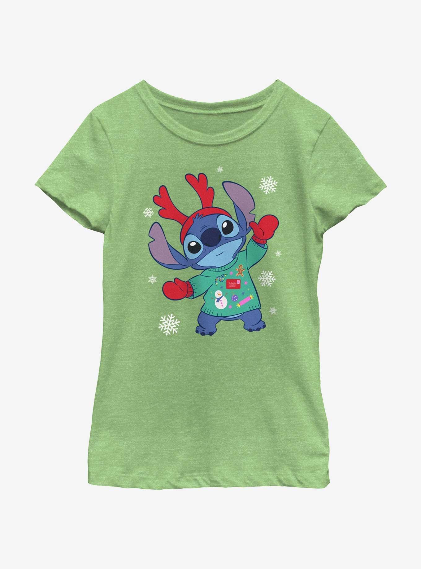 Disney Lilo & Stitch Reindeer Stitch Youth Girls T-Shirt, GRN APPLE, hi-res