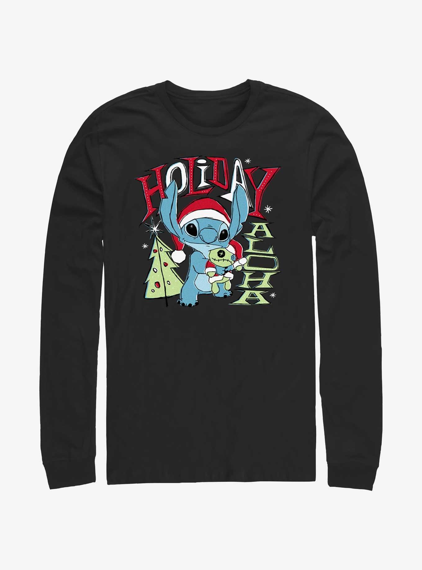 Disney Lilo & Stitch Holiday Aloha Long-Sleeve T-Shirt, BLACK, hi-res