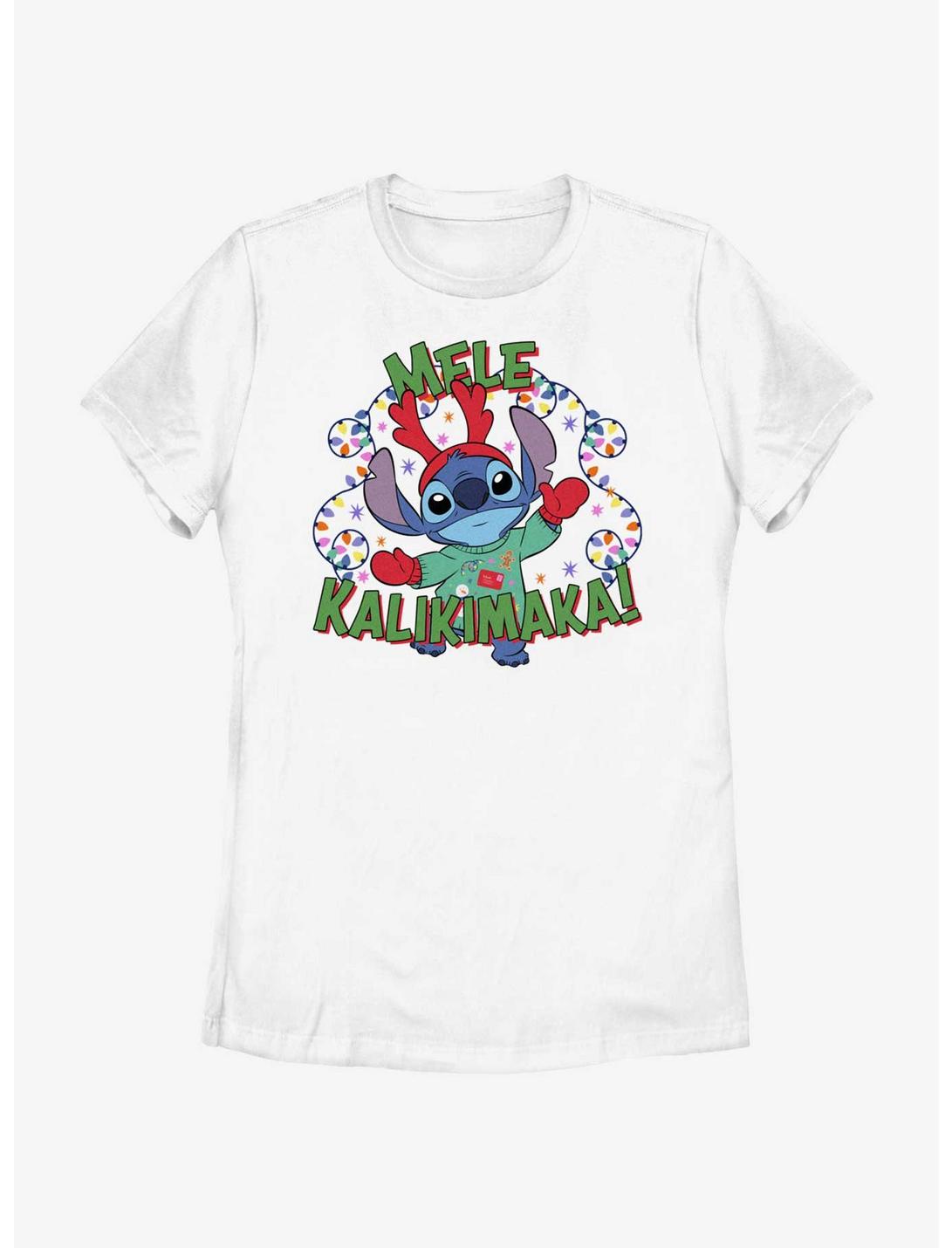 Disney Lilo & Stitch Mele Kalikimaka Merry Christmas in Hawaiian Womens T-Shirt, WHITE, hi-res