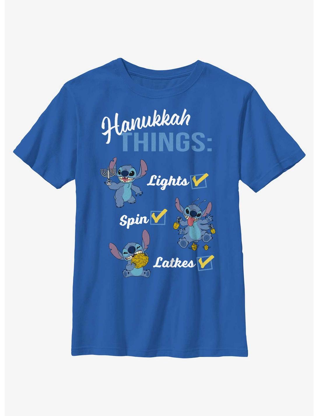 Disney Lilo & Stitch Hanukkah List Youth T-Shirt, ROYAL, hi-res