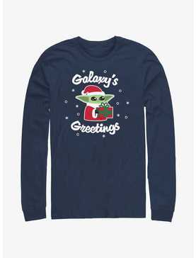 Star Wars The Mandalorian Santa Grogu Galaxy's Greetings Long-Sleeve T-Shirt, , hi-res