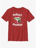 Star Wars The Mandalorian Santa Grogu Galaxy's Greetings Youth T-Shirt, RED, hi-res