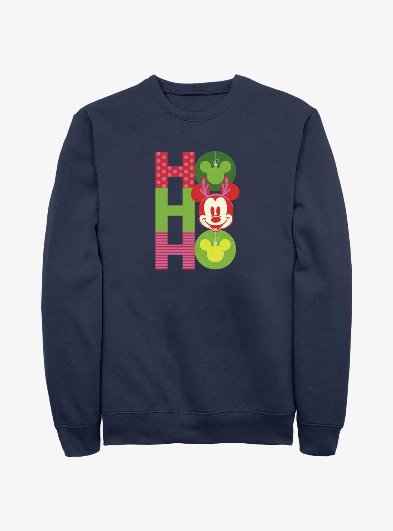 Disney Mickey Mouse Ho Ho Ho Ornaments Sweatshirt, NAVY, hi-res