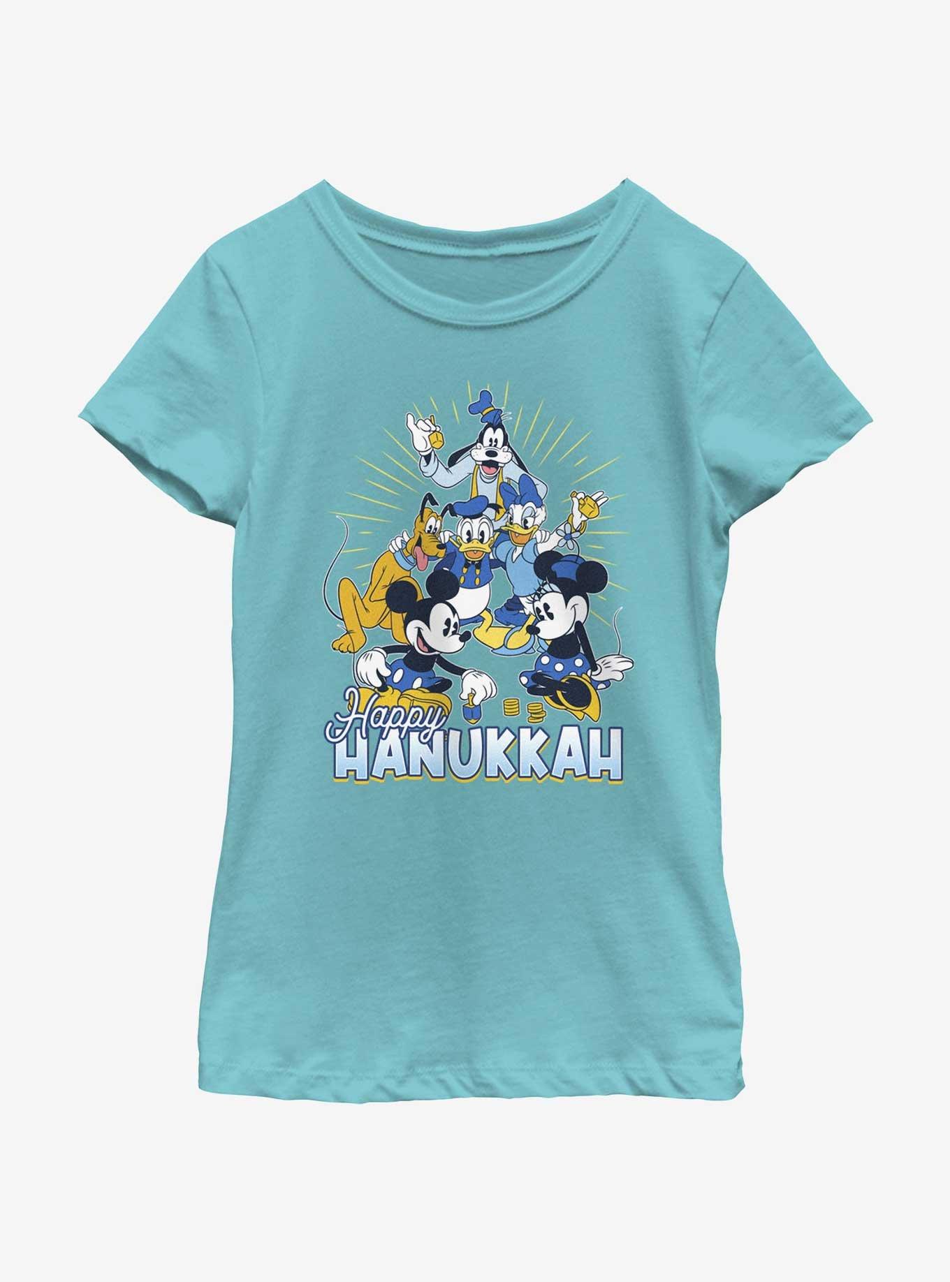 Disney Mickey Mouse Happy Hanukkah Friends Youth Girls T-Shirt, TAHI BLUE, hi-res