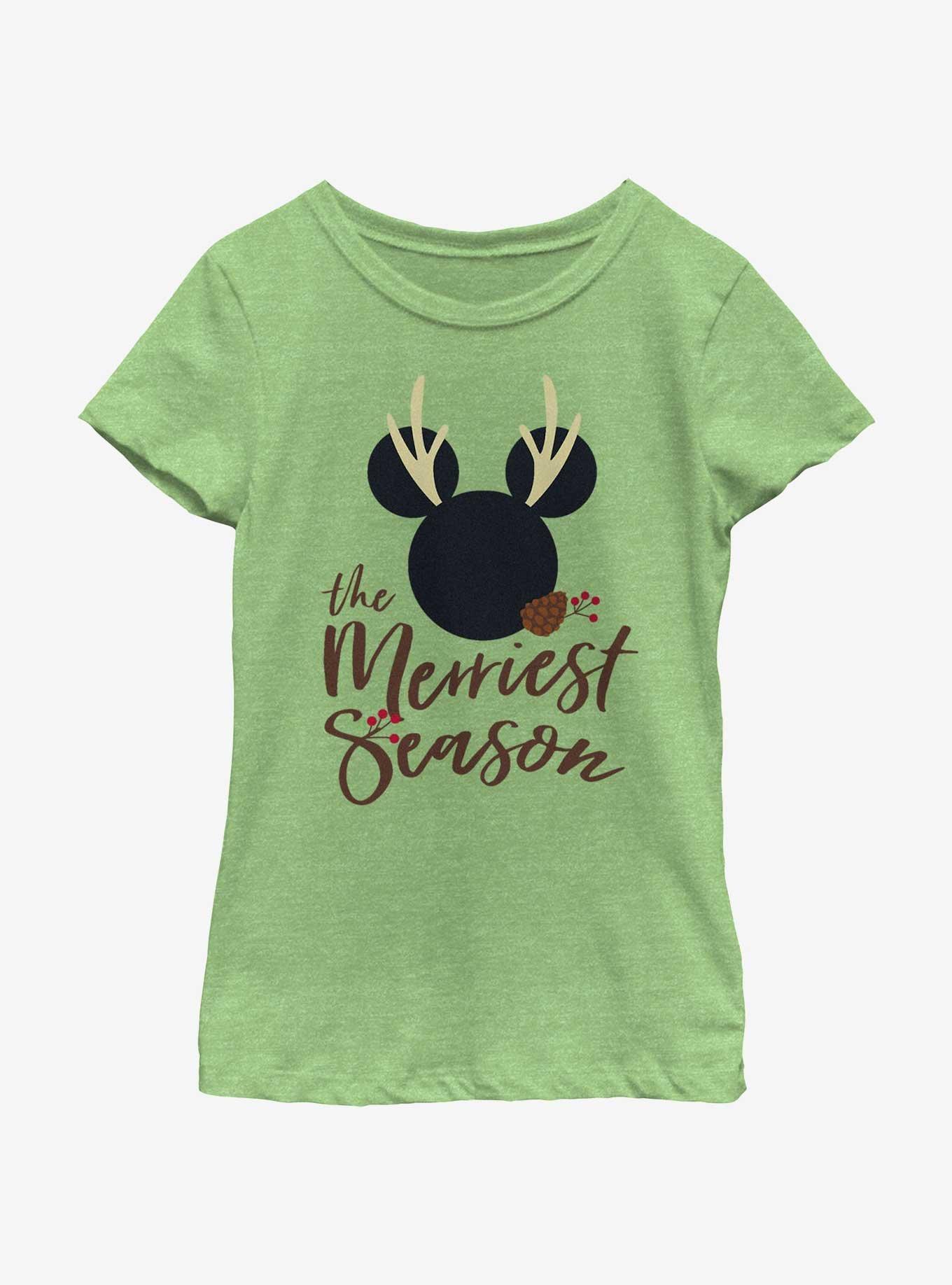 Disney Mickey Mouse Merriest Season Youth Girls T-Shirt, GRN APPLE, hi-res