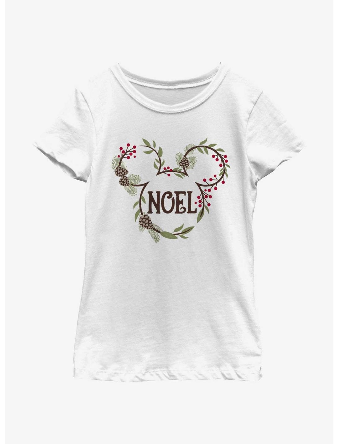 Disney Mickey Mouse Noel Mistletoe Ears Youth Girls T-Shirt, WHITE, hi-res