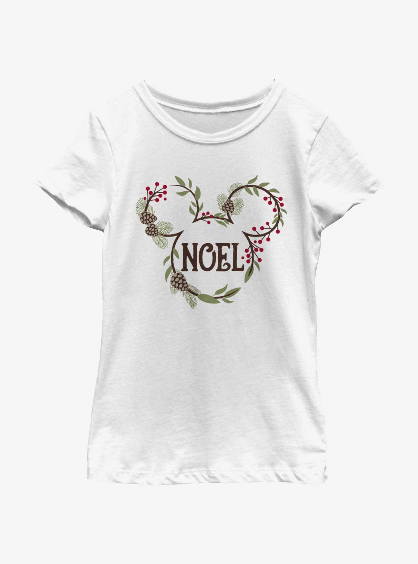 Disney Mickey Mouse Noel Mistletoe Ears Youth Girls T-Shirt, WHITE, hi-res