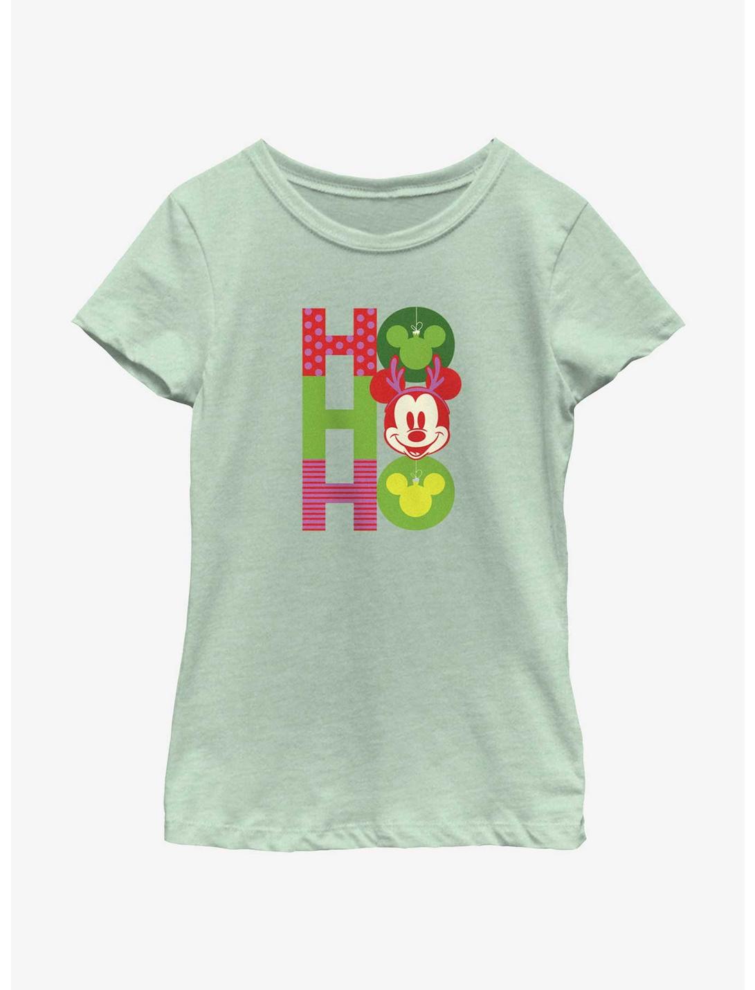 Disney Mickey Mouse Ho Ho Ho Ornaments Youth Girls T-Shirt, MINT, hi-res