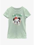 Disney Mickey Mouse Snowflakes Santa Mickey Youth Girls T-Shirt, WHITE, hi-res